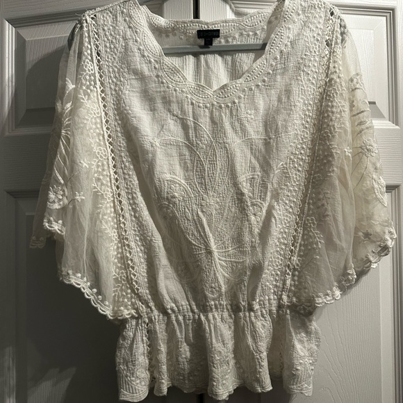 Coco + Carmen Tops - Coco + Carmen White Lace Blouse